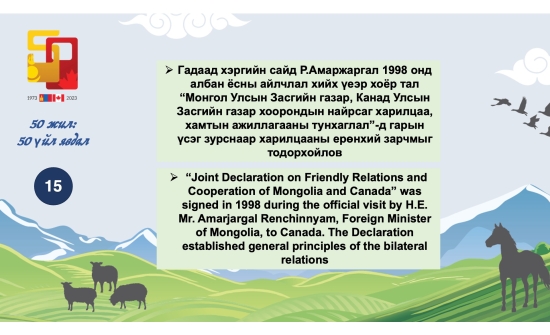 🇲🇳🇨🇦“Монгол-Канадын харилцааны түүх: 50 жилийн дипломат харилцаа - 50 үйл явдал” он цагийн хэлхээс үргэлжилж байна.